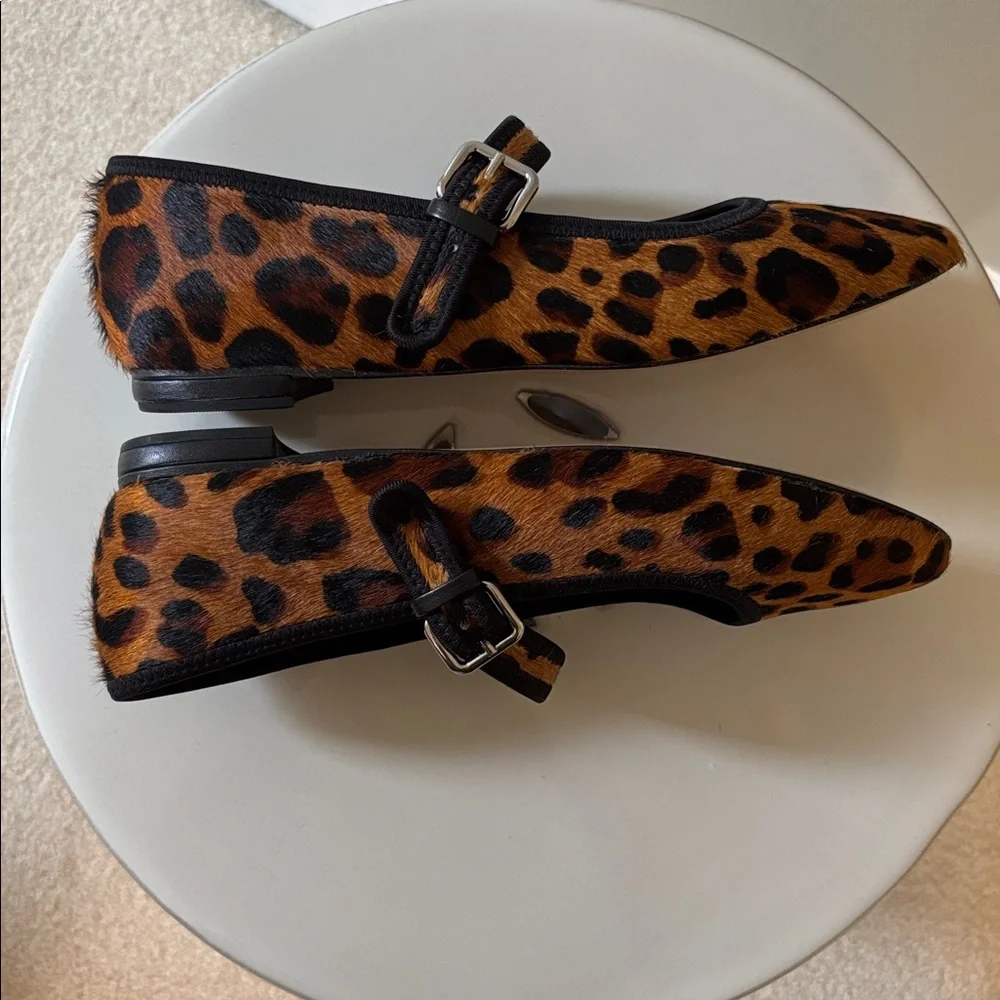 ANTHROPOLOGIE Maeve Calf Hair, Mary Jane Flats , Sz 38. - Picture 9 of 12